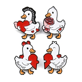 Эмалевые значки с уточками ко Дню святого Валентина, Черные металлические застежки для значков на лацкан для рюкзака или одежды