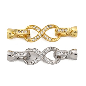 Brass Micro Pave Clear Cubic Zirconia Fold Over Clasps, Lead Free & Cadmium Free