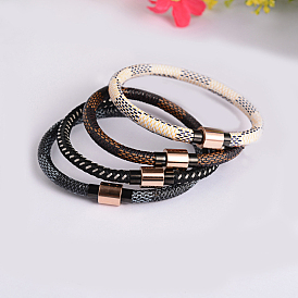 PU Leather Cord Bracelets, with Stainless Steel Magnetic Clasps, 210mm