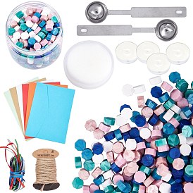 CRASPIRE Sealing Wax Beads Wax Seal Kit, include Wax Seal Spoon, Vintage Envelopes, Hemp String, Satin Ribbon