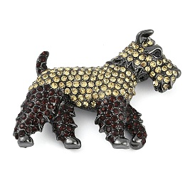 Dog Shape Rhinestone Brooches, Gunmetal Alloy Lapel Pins for Backpack Clothes