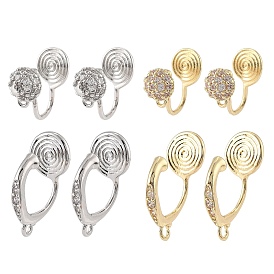 Латунные серьги с клипсами, без кадмия, без никеля и без свинца, с микро проложить кубического циркония, круглые кольца