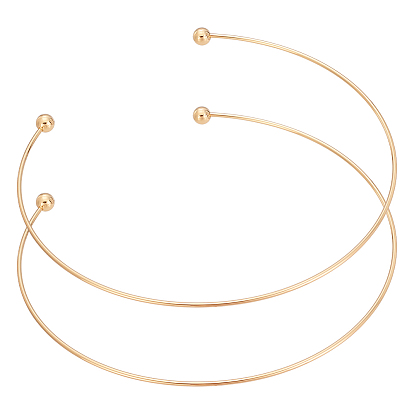 2 шт 304 изготовление ожерелий из нержавеющей стали, жесткие ожерелья, с неподвижными круглыми бусинами