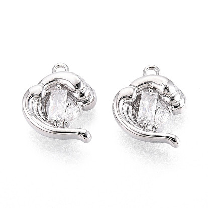 Латунные микропаве прозрачные кубические циркониевые подвески, без кадмия, без никеля и без свинца, волна воды