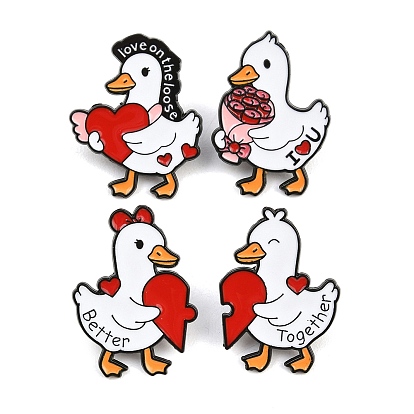 Эмалевые значки с уточками ко Дню святого Валентина, Черные металлические застежки для значков на лацкан для рюкзака или одежды