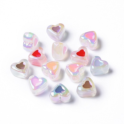 Opaque Acrylic Beads, with Enamel, Heart