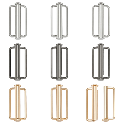 9 шт. 3 пряжки из сплава для купальников, прямоугольные