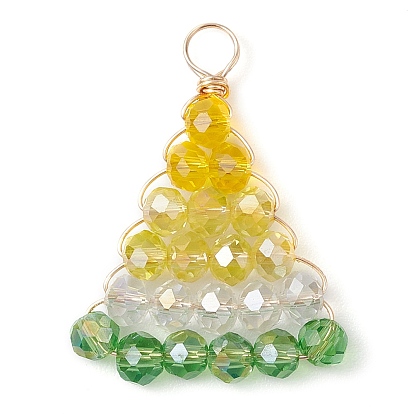 Стеклянные подвески, с золотой медной проволокой, мускусная дыня