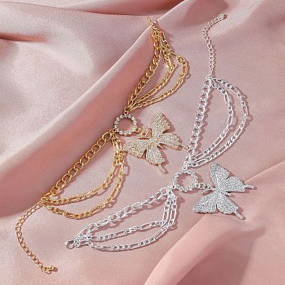 Сплав кристалл горный хрусталь многослойные бабочки подвески браслеты для женщин