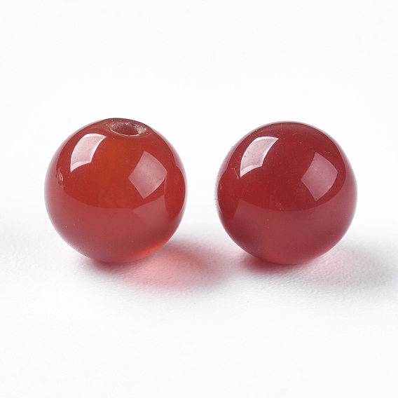 Natural Carnelian Beads, Half Drilled, Dyed & Heated, Round