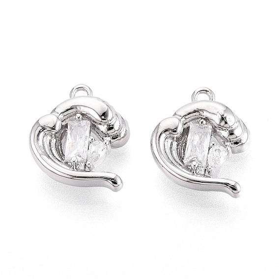 Латунные микропаве прозрачные кубические циркониевые подвески, без кадмия, без никеля и без свинца, волна воды