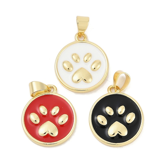 Латунь эмаль подвески, без кадмия и без свинца, долговечный, стойки покрытие, плоская круглая с подвеской в виде лапы, реальный 18 k позолоченный