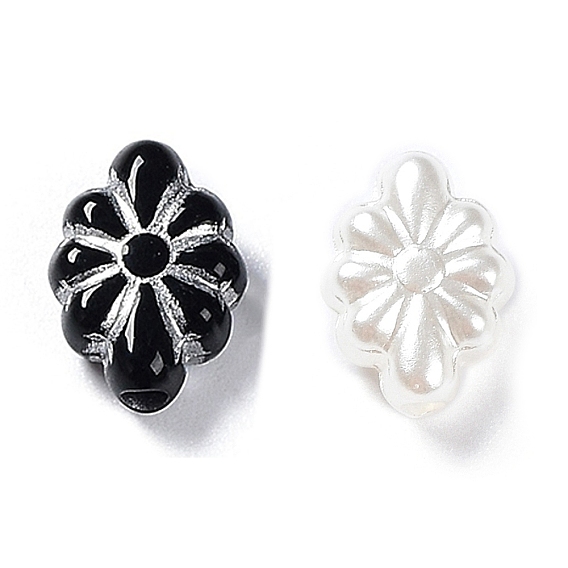 Opaque Acrylic Beads, Metal Enlaced, Flower