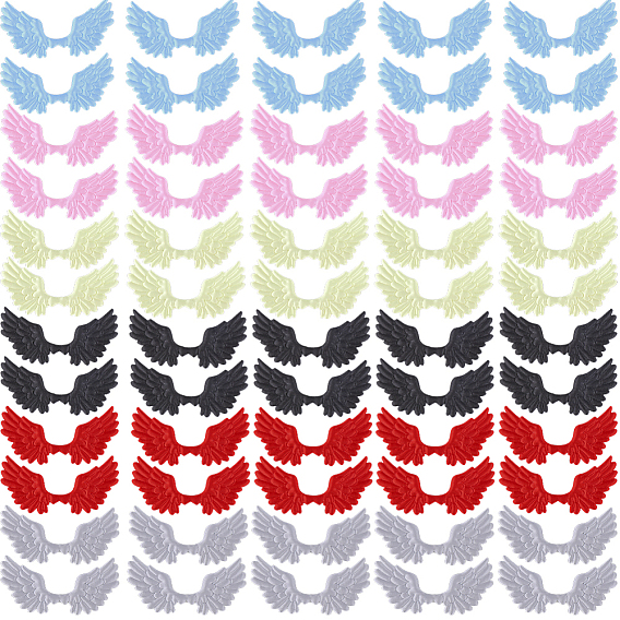 60шт. 6 цветов, атласная ткань для компьютерной вышивки, нашивки, пришивные/приклеиваемые утюгом, аксессуары для костюма, аппликация, крыло