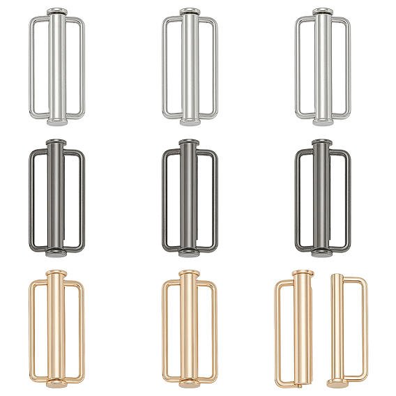 9 шт. 3 пряжки из сплава для купальников, прямоугольные