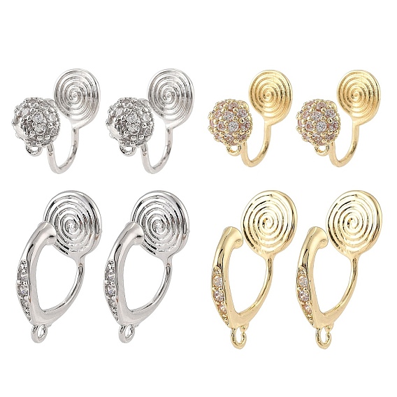 Латунные серьги с клипсами, без кадмия, без никеля и без свинца, с микро проложить кубического циркония, круглые кольца