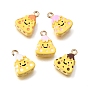 Alloy with Enamel Charms, with Iron Loop, Cheese & Smiling Face Charms, Golden