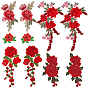 6Pcs 3 Styles & 2 Pairs 2 Styles Computerized Embroidery Cloth Iron on/Sew on Patches, Flower Polyester Appliques