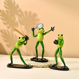 Resin Sports Frog Figurines, for Home Desktop Decoration