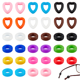 17 Pairs 17 Style Silicone Eyeglasses Ear Grip, Heart and Round