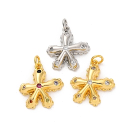 Brass Micro Pave Cubic Zirconia Pendants, Long-Lasting Plated, Lead Free & Cadmium Free, Star