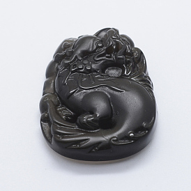 Pendentifs en obsidienne naturels sculptés, Dragon
