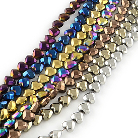 Electroplated Non-magnetic Synthetic Hematite Beads Strands, Faceted Heart