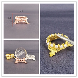 Alloy Crystal Ball Holder, with Plastic Imitation Pearls Bead