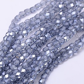 Perles en verre electroplate, plein éclat de la perle plaqué, facette, ovale
