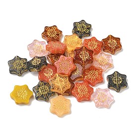 Perles de verre de peinture de cuisson, métal doré enlaça, fleur