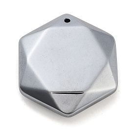 Electroplated Terahertz Stone Pendants, Hexagon Charms