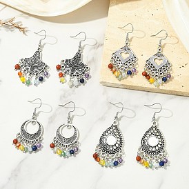 Серьги-люстры с кисточками из драгоценных камней, с подвесками из сплава и 304 крючком из нержавеющей стали, разнообразные