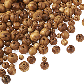 200 шт. 4 стили из натурального необработанного дерева бусины, неокрашенными, круглые