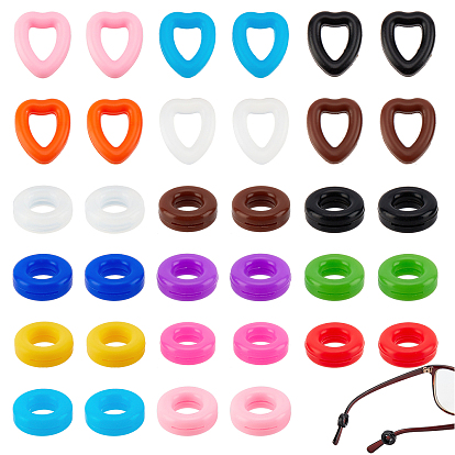 17 Pairs 17 Style Silicone Eyeglasses Ear Grip, Heart and Round