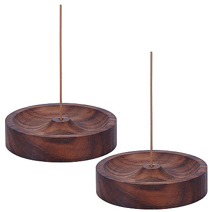 Wood Incense Burners Holder, Aromatherapy Furnace Home Decor, Flat Round