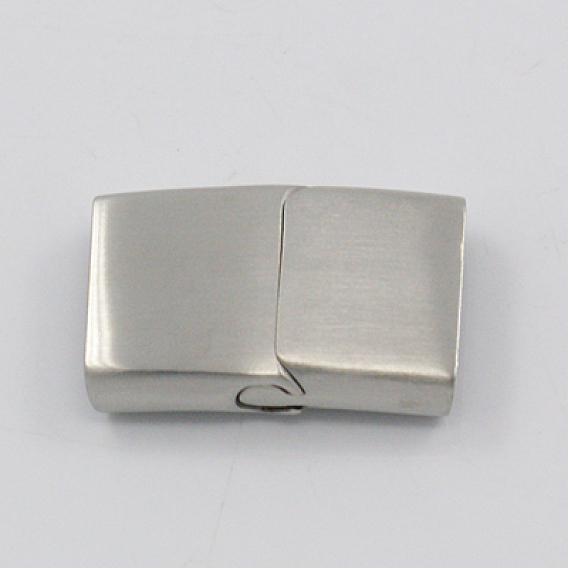 Matte 304 Stainless Steel Magnetic Clasps, Rectangle, 28x18x7mm, Hole: 5x16mm