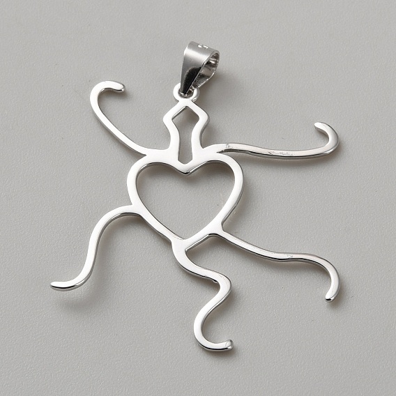 В форме сердца 925 подвеска из стерлингового серебра с кабошоном, настройки открытой спины