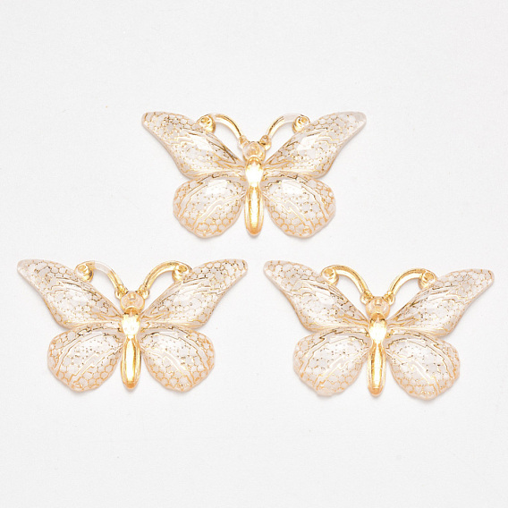 Прозрачные акриловые подвески, с гальваническим дном, бабочка