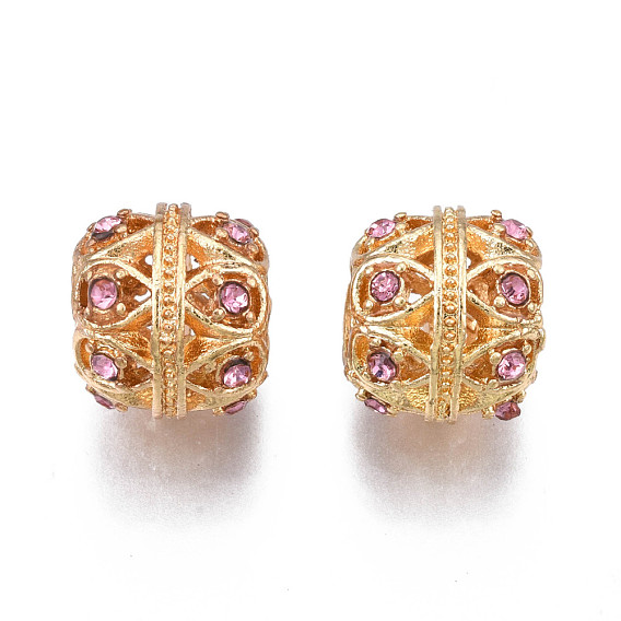 Стойки покрытие сплава европейские шарики, бусины с большим отверстием, со стразами, без кадмия, без никеля и без свинца, рондель, золотой свет