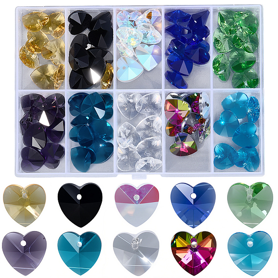 80 шт 10 цвета романтические идеи на день святого валентина стеклянные подвески, граненый шарма сердца