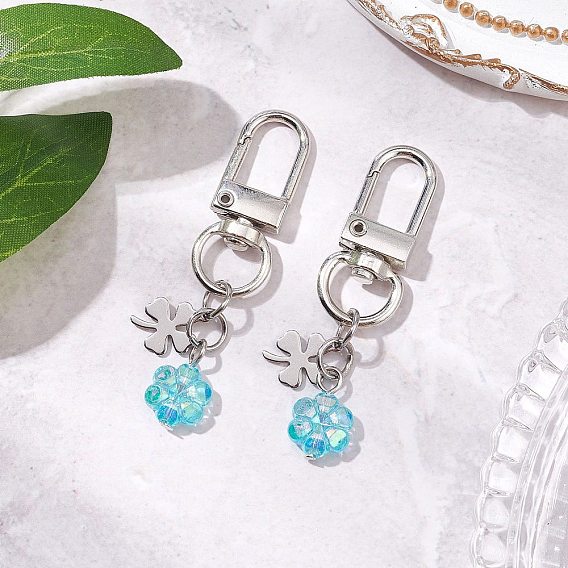 Цветок акриловый кулон украшение, с клевером 201 подвески из нержавеющей стали и поворотные застежки из сплава