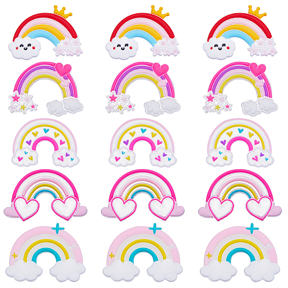 40шт 5 стили пластиковые кабошоны, форма радуги