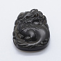 Carved Natural Obsidian Pendants, Dragon