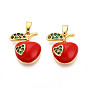 Латунные микро проложить кубического циркония подвески, без кадмия и без свинца, с эмалью, яблоко с сердцем