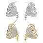 925 Sterling Silver with Cubic Zirconia Stud Earrings Findings, Butterfly