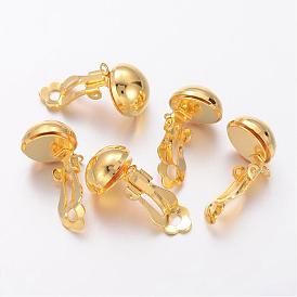 Brass Earring Findings, for Non-Pierced Ears, 19x12x11mm, Hole: 3mm