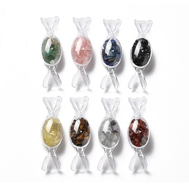 Natural Chip Gemstone Decorates, with Transparent Plastic Storage Box, Candy