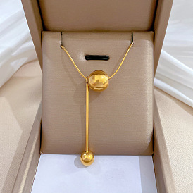Minimalist Gold Necklace with Tassel Ball Pendant - Unique, Elegant, Delicate.