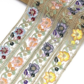 15 Yards Polyester Embroidery Flower Ribbon, for Crafts Wedding Gift Wrapping