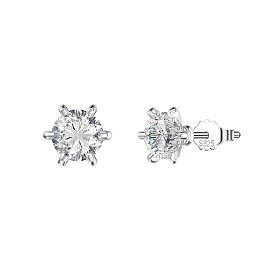925 Sterling Silver Micro Pave Cubic Zirconia Ear Studs for Women, with S925 Stamp, Diamond